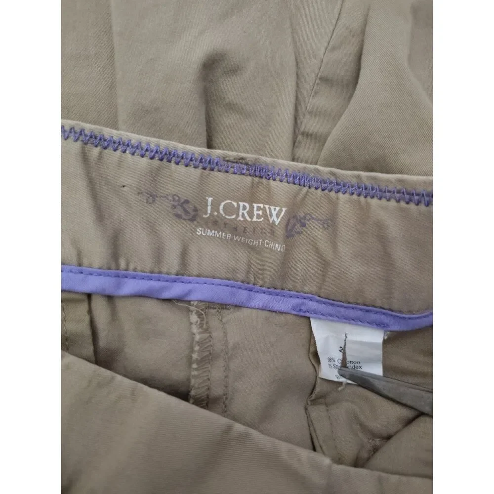 J.Crew Chino Shorts Womens 2 Khaki Flat Front Mid Rise Summer Casual